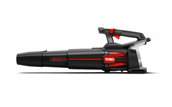 Toro 60V MAX* Leaf Blower Plus – side profile studio image showing full unit with 900 CFM detail