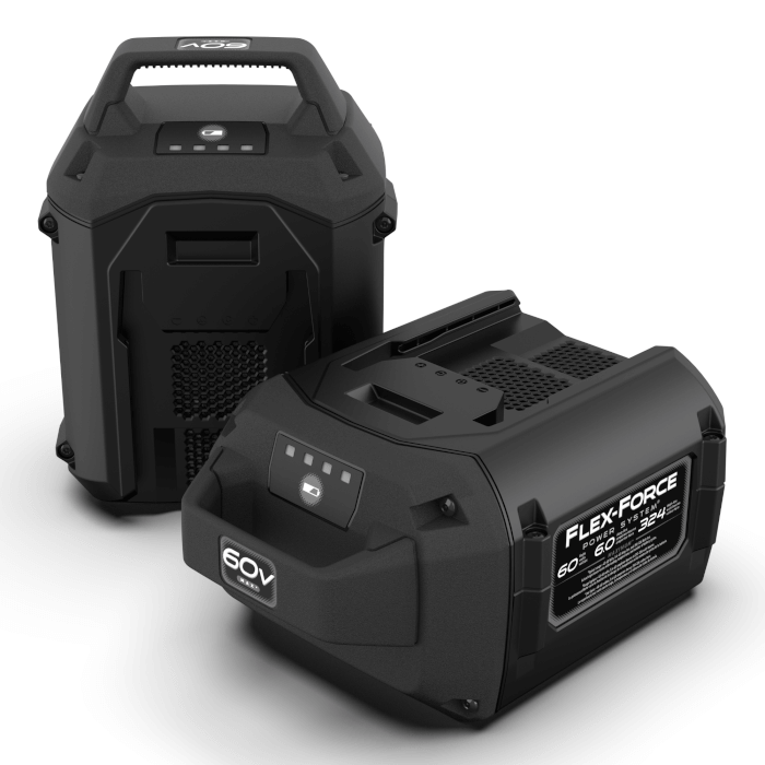 Pair of Toro 60V Flex-Force 6.0Ah batteries shown side by side on white background