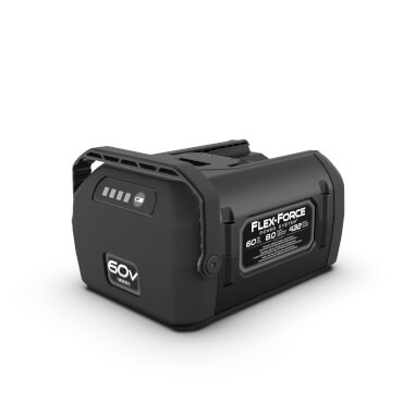 60V Flex-Force 8.0Ah battery pack with LED charge indicator and rugged casing – angled studio view