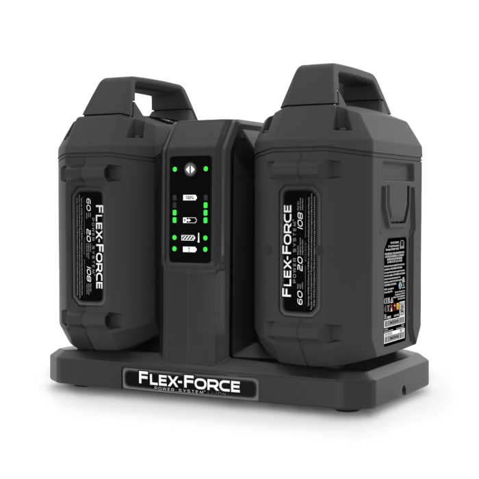 Black 2-pod charger with batteries inserted (batteries not included)